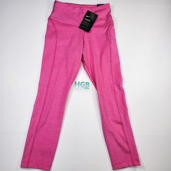 Nike Pants - Nike Power Leggings Women's Dri Mid Rise Tight Fit Fast Crop Pink CZ9238-615